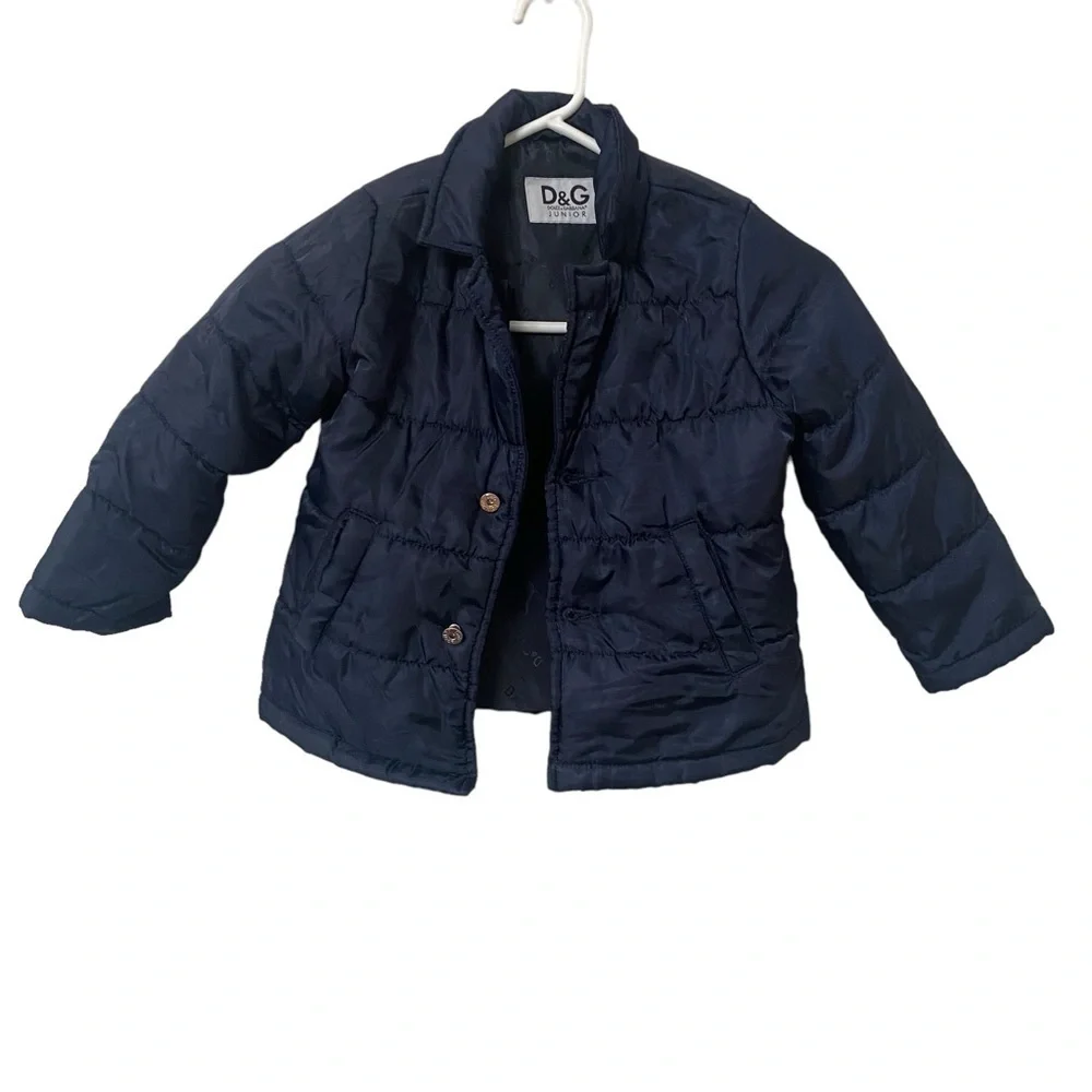 Dolce & Gabbana Jacket Boys 3 Junior Navy Long Sleeve Puffer Collared‎